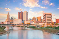 View of downtown Columbus Ohio Skyline at Sunset in USA View of downtown Columbus Ohio Skyline at Sunset in USA