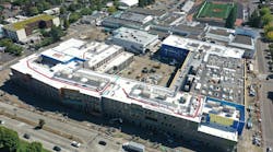 An aerial view of the under-construction high school in Beaverton, Ore., which this town's school district is touting as a K-12 model for resilient design. An aerial view of the under-construction high school in Beaverton, Ore., which this town's school district is touting as a K-12 model for resilient design.