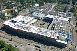 An aerial view of the under-construction high school in Beaverton, Ore., which this town's school district is touting as a K-12 model for resilient design. An aerial view of the under-construction high school in Beaverton, Ore., which this town's school district is touting as a K-12 model for resilient design.