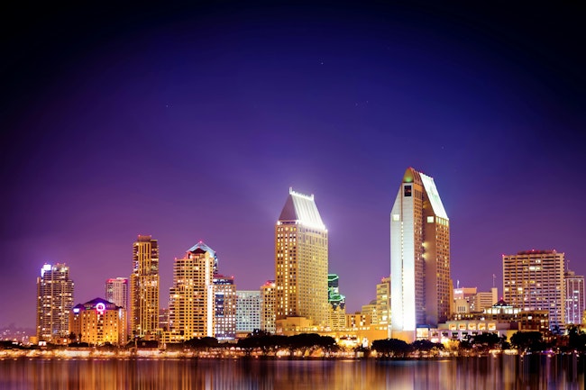 San Diego California skyline at night
