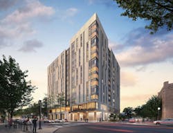 9th and High in Columbus, Ohio, at 157 ft, will be the tallest mass timber student housing building in the U.S. 9th and High in Columbus, Ohio, at 157 ft, will be the tallest mass timber student housing building in the U.S.