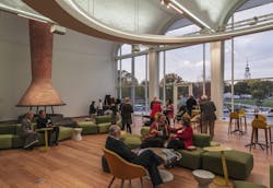 Top of the Hop, a social space atop the Hopkins Center, has a more airy look and feel. Top of the Hop, a social space atop the Hopkins Center, has a more airy look and feel.