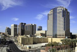 Downtown City of Phoenix Arizona Office Buildings. Downtown Phoenix Arizona modern workplace buildings. Downtown City of Phoenix Arizona Office Buildings. Downtown Phoenix Arizona modern workplace buildings.