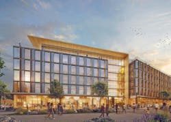 Paying tribute to Maine's timber heritage, 100 Rock Row is the state's first CLT (cross-laminated timber) office building. It combines renewable materials, daylight, and biophilic design to reduce carbon, improve wellness, and boost productivity Paying tribute to Maine's timber heritage, 100 Rock Row is the state's first CLT (cross-laminated timber) office building. It combines renewable materials, daylight, and biophilic design to reduce carbon, improve wellness, and boost productivity