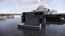 The Atrium grand entrance granite waterfall is a statement for the welcoming of visitors and expression of the quality and integrity of Quantum technologies The Atrium grand entrance granite waterfall is a statement for the welcoming of visitors and expression of the quality and integrity of Quantum technologies