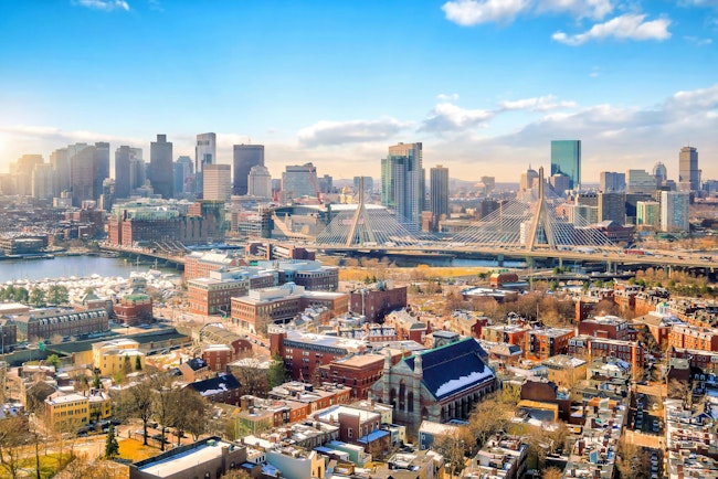 The skyline of Boston in Massachusetts, USA in winter