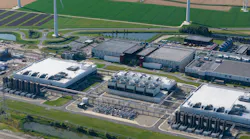 New build data center, computing center in Eemshaven, Groningen, The Netherlands. hyperscaler. Aerial video