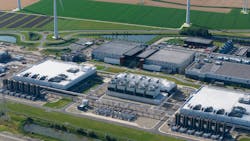 New build data center, computing center in Eemshaven, Groningen, The Netherlands. hyperscaler. Aerial video New build data center, computing center in Eemshaven, Groningen, The Netherlands. hyperscaler. Aerial video