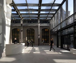 A public galleria is the entry point for the church, tower, and social housing building. A public galleria is the entry point for the church, tower, and social housing building.