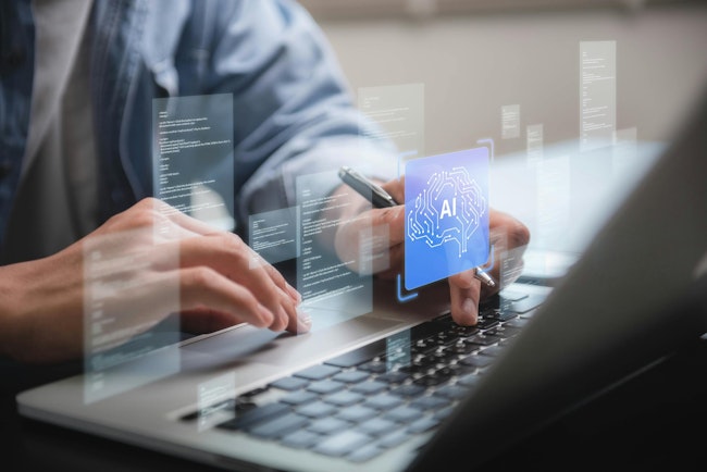 Professional Businessman Utilizing AI Technology for Data Analysis to Enhance Business Strategy and Drive Innovation in a Tech Driven Workspace