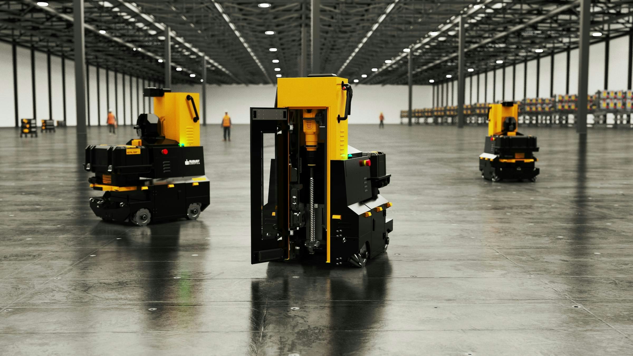 Powered by August Robotics&rsquo; autonomous drilling and fleet orchestration platform, the robot achieved 99.97% drilling accuracy across 90,000+ holes throughout ongoing pilot program with a leading data center hyperscaler. Photo courtesy Dewalt