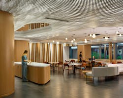 The ability to either decompress alone or collaborate with colleagues is integral to Northwestern Medicine's Faculty Office Center design. It offers both private, reservable offices as well as lounges, meeting rooms and open workspaces. Photo courtesy CannonDesign The ability to either decompress alone or collaborate with colleagues is integral to Northwestern Medicine's Faculty Office Center design. It offers both private, reservable offices as well as lounges, meeting rooms and open workspaces. Photo courtesy CannonDesign