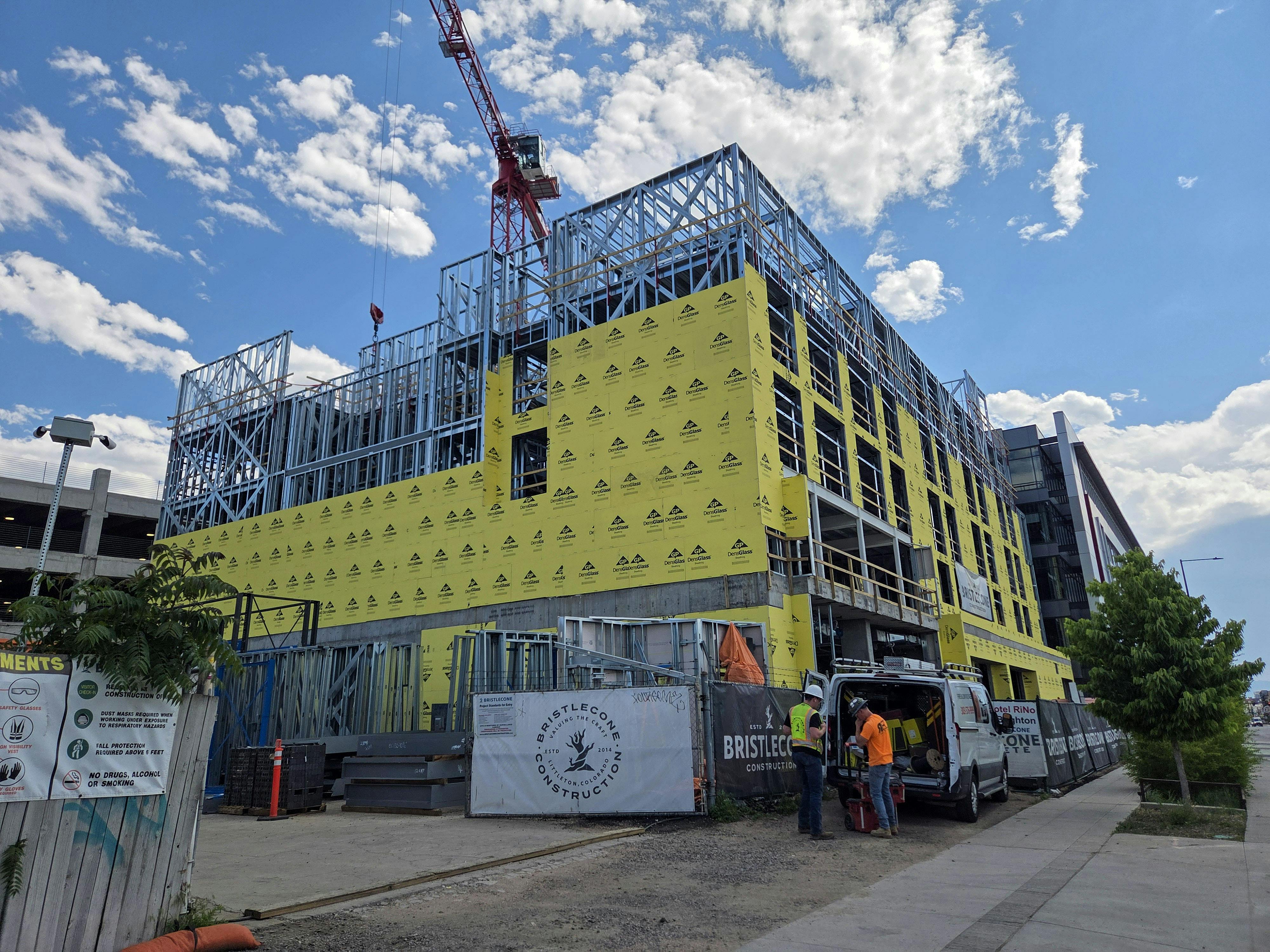 Pictured: a hotel being constructed with CFS framing. Photo courtesy S.A. Miro, Inc.