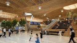 Locally sourced timber and recycled wood waste form Portland International Airport’s iconic nine-acre canopy—setting a new standard for sustainable aviation infrastructure. Photo courtesy Skanska Locally sourced timber and recycled wood waste form Portland International Airport’s iconic nine-acre canopy—setting a new standard for sustainable aviation infrastructure. Photo courtesy Skanska