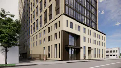 A new project on the boards in Queens, N.Y., uses multiple EIFS stucco finishes to achieve a dynamic façade within a slim, four-inch depth. Rendering courtesy Perkins Eastman A new project on the boards in Queens, N.Y., uses multiple EIFS stucco finishes to achieve a dynamic façade within a slim, four-inch depth. Rendering courtesy Perkins Eastman