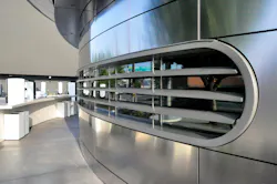 Custom segmented wall system using SuperLite® II-XLB 60 with Solarban® 60 in GPX® Architectural Series Framing. Custom segmented wall system using SuperLite® II-XLB 60 with Solarban® 60 in GPX® Architectural Series Framing.