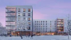 Façade materiality reflects the area’s natural history, drawing inspiration from the ancient strandlines seen on Mt. Sentinel. Design by Mithun in association with MMW Architects. Photo courtesy Mithun Façade materiality reflects the area’s natural history, drawing inspiration from the ancient strandlines seen on Mt. Sentinel. Design by Mithun in association with MMW Architects. Photo courtesy Mithun