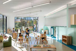 For ExxonMobil in Houston, Texas, the Pioneers Club Child Development Center creates a village-like collection of small-scale buildings that spark curiosity and foster connection. Designed for flexibility and filled with natural light, the center shows how thoughtful architecture can improve early learning and staff well-being. Photo © Albert Vecerka/Esto For ExxonMobil in Houston, Texas, the Pioneers Club Child Development Center creates a village-like collection of small-scale buildings that spark curiosity and foster connection. Designed for flexibility and filled with natural light, the center shows how thoughtful architecture can improve early learning and staff well-being. Photo © Albert Vecerka/Esto