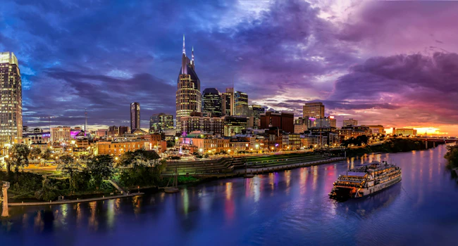 Nashville Skyline. Looking over Nashville with a boat in the picture
