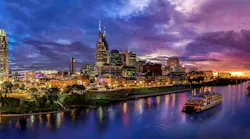 Nashville Skyline. Looking over Nashville with a boat in the picture