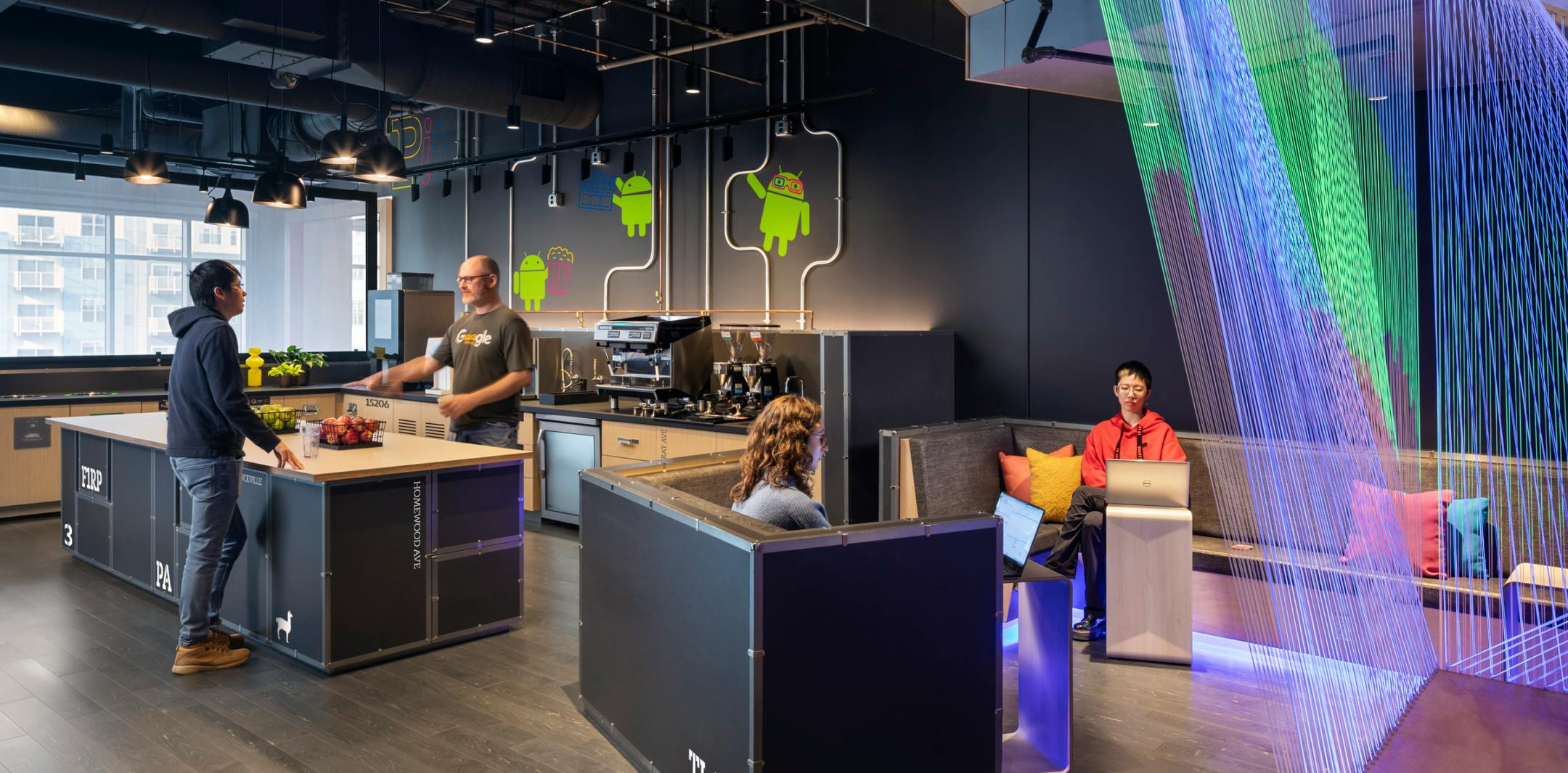 The DIY Caf&eacute; designed for Google expresses a culture of inclusion, creativity, and discovery. Photo &copy; Andrew Rugge, courtesy Perkins Eastman