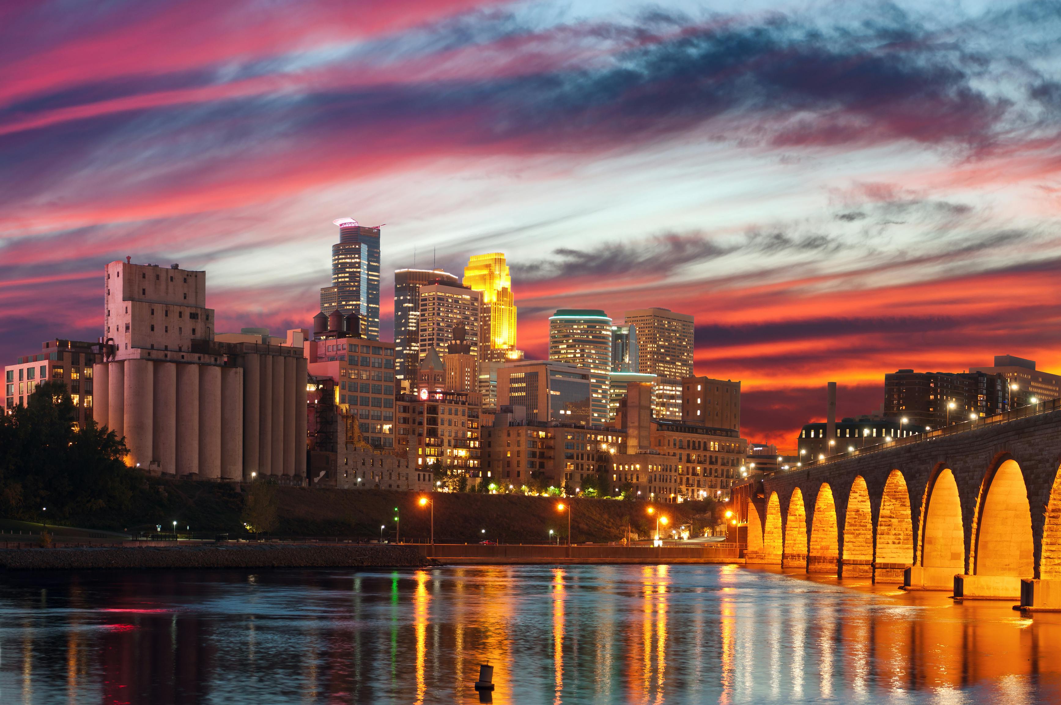Minneapolis downtown at twilight.