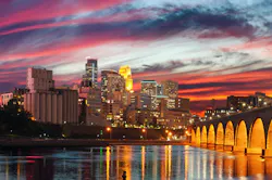 Minneapolis downtown at twilight.