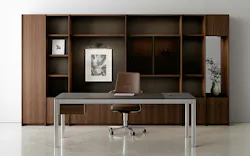 Launched at NeoCon 2026, VESPER features a height-adjustable desk, private office casegoods, and conferencing solutions that translate the firm’s design philosophy into a refined collection. Photo courtesy Fogarty Finger, HALCON Launched at NeoCon 2026, VESPER features a height-adjustable desk, private office casegoods, and conferencing solutions that translate the firm’s design philosophy into a refined collection. Photo courtesy Fogarty Finger, HALCON