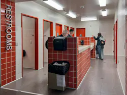 Single‑user restrooms at Graham‑Kapowsin High School are located off a main hallway in one wing, integrating universal access into daily student movement. Photo © NAC Architecture Single‑user restrooms at Graham‑Kapowsin High School are located off a main hallway in one wing, integrating universal access into daily student movement. Photo © NAC Architecture