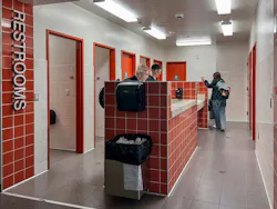 Single‑user restrooms at Graham‑Kapowsin High School are located off a main hallway in one wing, integrating universal access into daily student movement. Photo © NAC Architecture Single‑user restrooms at Graham‑Kapowsin High School are located off a main hallway in one wing, integrating universal access into daily student movement. Photo © NAC Architecture