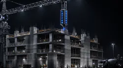 The Ascend tower crane 3D construction printer is manufactured by Melbourne, Australia-based Luyten. Rendering courtesy Luyten