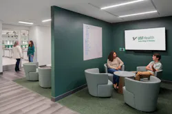 Alcoves outside the clinical lab at USF’s Taneja College of Pharmacy offer students space for both independent study and collaborative work. Photo © Seamus Payne Alcoves outside the clinical lab at USF’s Taneja College of Pharmacy offer students space for both independent study and collaborative work. Photo © Seamus Payne