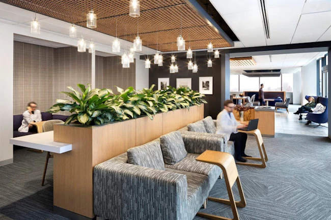 An entire floor is dedicated to staff at the Memorial Sloan Kettering Josie Robertson Surgery Center in New York, N.Y. It includes a lounge and workspace, a caf&eacute;, and an outdoor terrace. Photo &copy; Chris Cooper