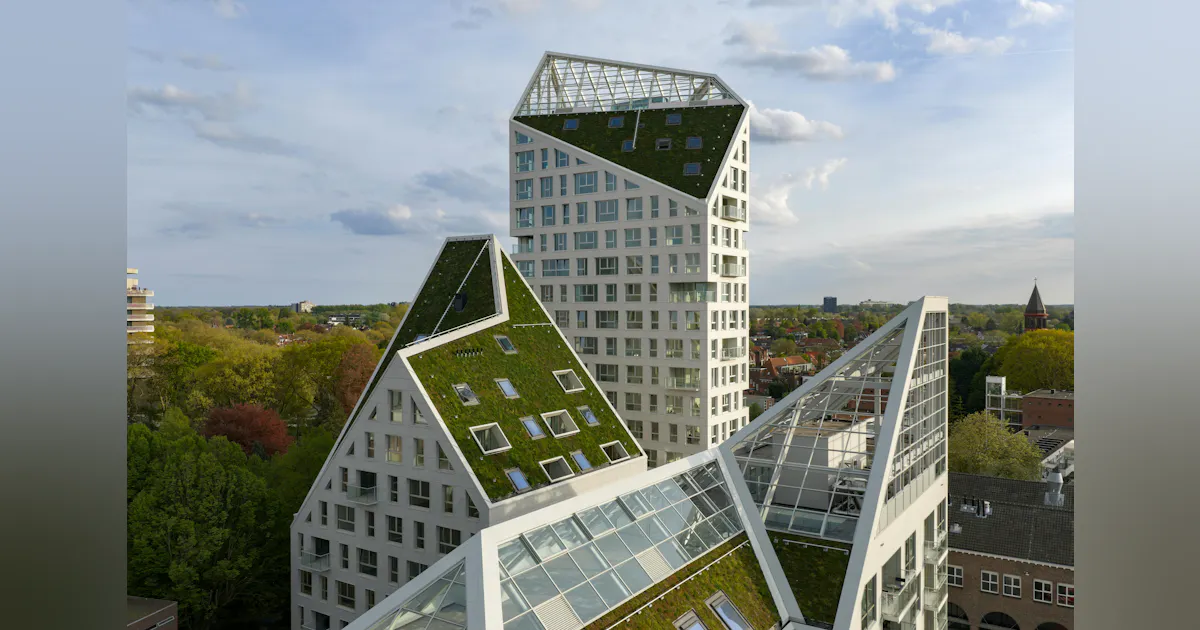 A seven-building residential project adds 237 new homes to the Dutch city of Eindhoven