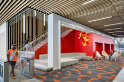 The lobby of the Rutgers Honors Living Learning Community, which blends diverse student groups who hail from Newark and its immediate region. Photo © Andrew Rugge