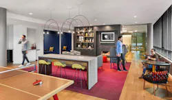 A community gathering space at Proto in Cambridge, Mass. Photo courtesy Stantec