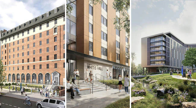 Whether it is through community building or resource conservation, sustainability is at the forefront of student housing projects. Image courtesy Clark Nexsen