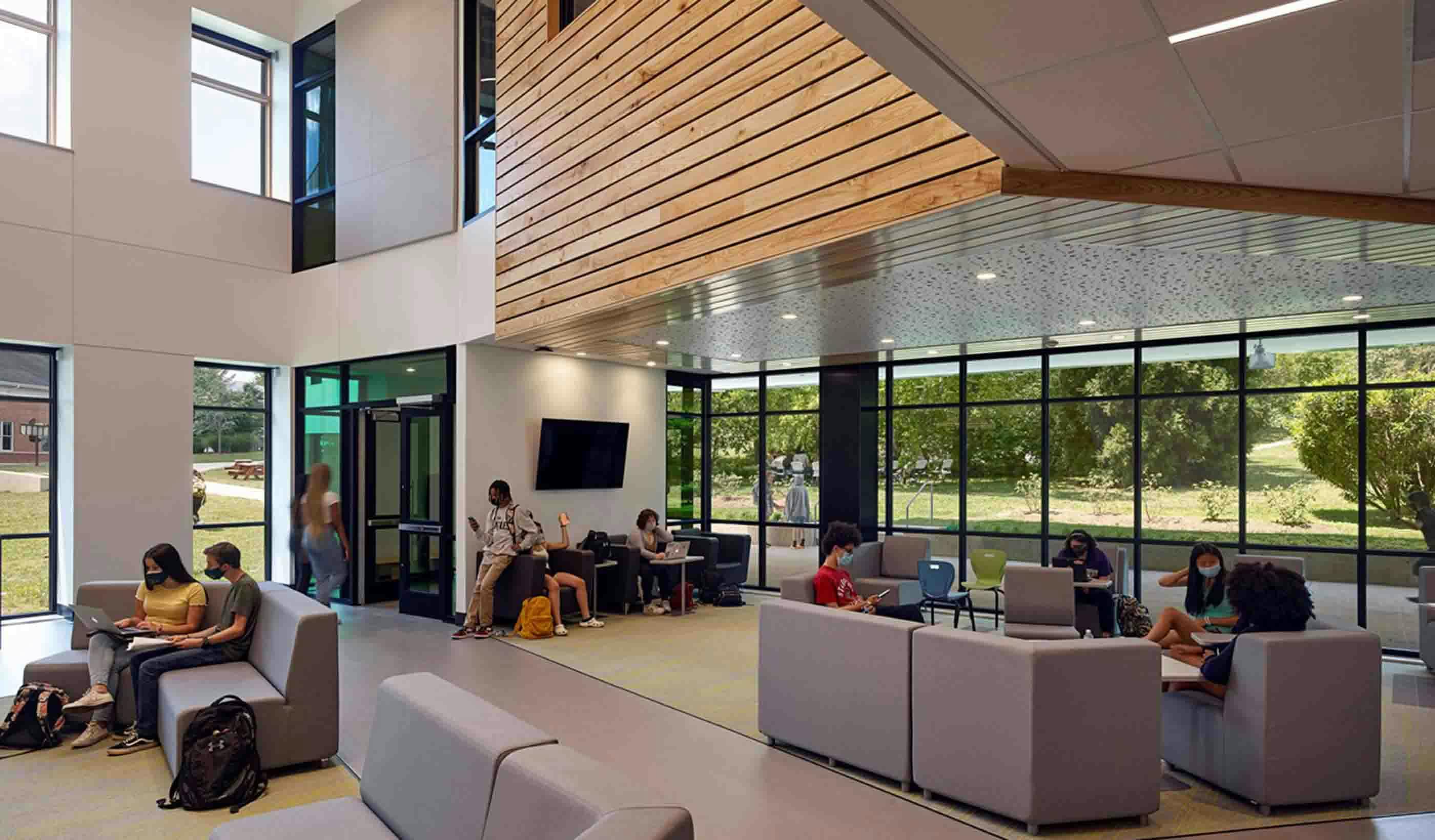 The Pen Y Bryn Upper School building in Sandy Spring, Md., features a geothermal well field for heat exchange. Photo courtesy Stantec