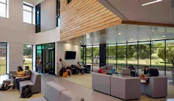 The Pen Y Bryn Upper School building in Sandy Spring, Md., features a geothermal well field for heat exchange. Photo courtesy Stantec