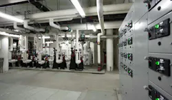 The Westjet Calgary Campus, in Calgary, Alberta, Canada, includes a hybrid system. It incorporates geoexchange piping inside structural piles and consumes 67% less energy than a purely conventional design. Photo courtesy Stantec