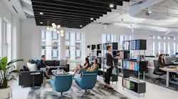 The Hearth in Perkins Eastman's Chicago studio encourages professional and social interaction. Photo © Andrew Rugge, courtesy Perkins Eastman