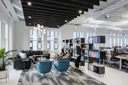 The Hearth in Perkins Eastman's Chicago studio encourages professional and social interaction. Photo © Andrew Rugge, courtesy Perkins Eastman
