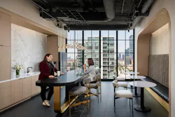 Strategic Hotels & Resorts’ new pantry features luxury hospitality-style finishes and amenities that are emblematic of the properties they manage. Photo © Andrew Rugge, courtesy Perkins Eastman