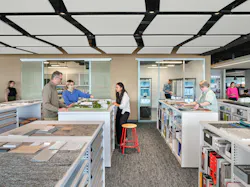 At the heart of the Ballinger workspace is the “Hive”, a visible maker-and-collaboration hub that fosters shared problem-solving across disciplines. Photo © Halkin Mason