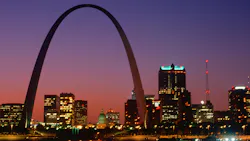 St. Louis, MO skyline and Arch at night. Louis skyline and Arch at night, St. Louis, Missouri.