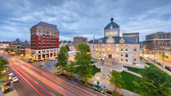 Lexington, Kentucky, USA at Dusk. Lexington, Kentucky, USA historic downtown cityscape at blue hour