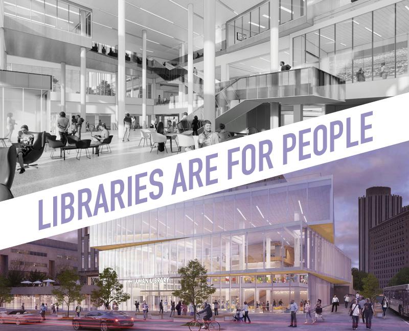 As gathering places for ideas, information, and inspiration, academic libraries can connect a campus to its community. Image courtesy GBBN