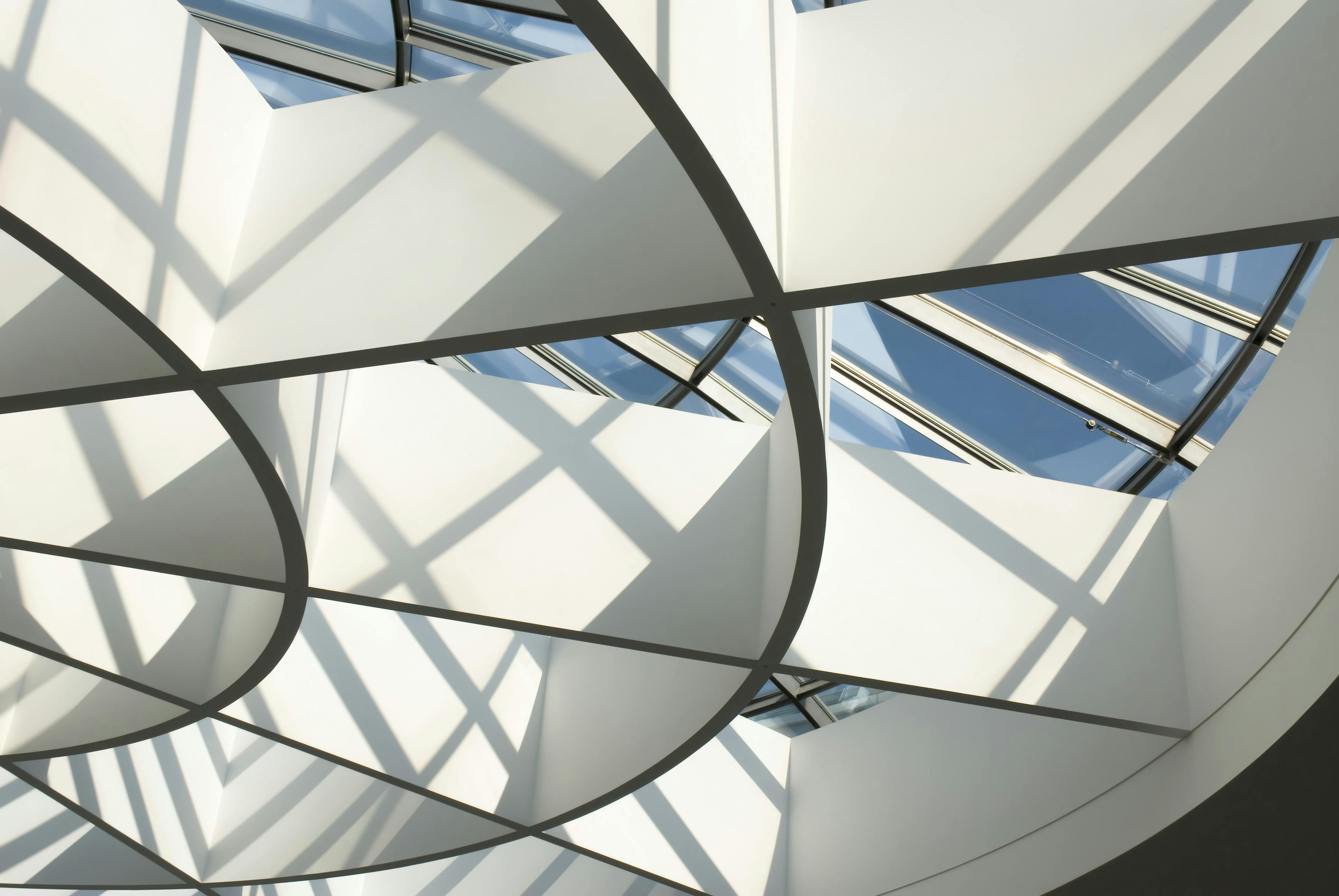 Fragment of modern architecture. Glass roof