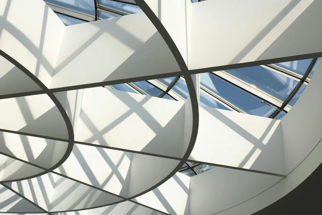 Fragment of modern architecture. Glass roof