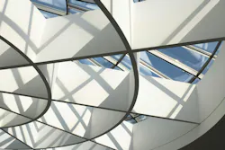 Fragment of modern architecture. Glass roof